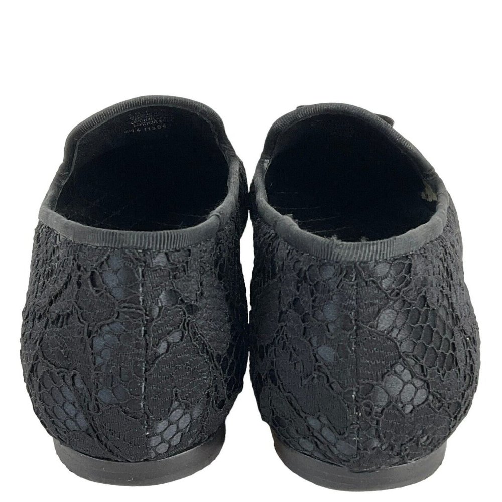Tory Burch Shoes Womens Sz 6.5 Blk Chandra Loafer Satin + Fabric Lace Flat - Picture 5 of 16